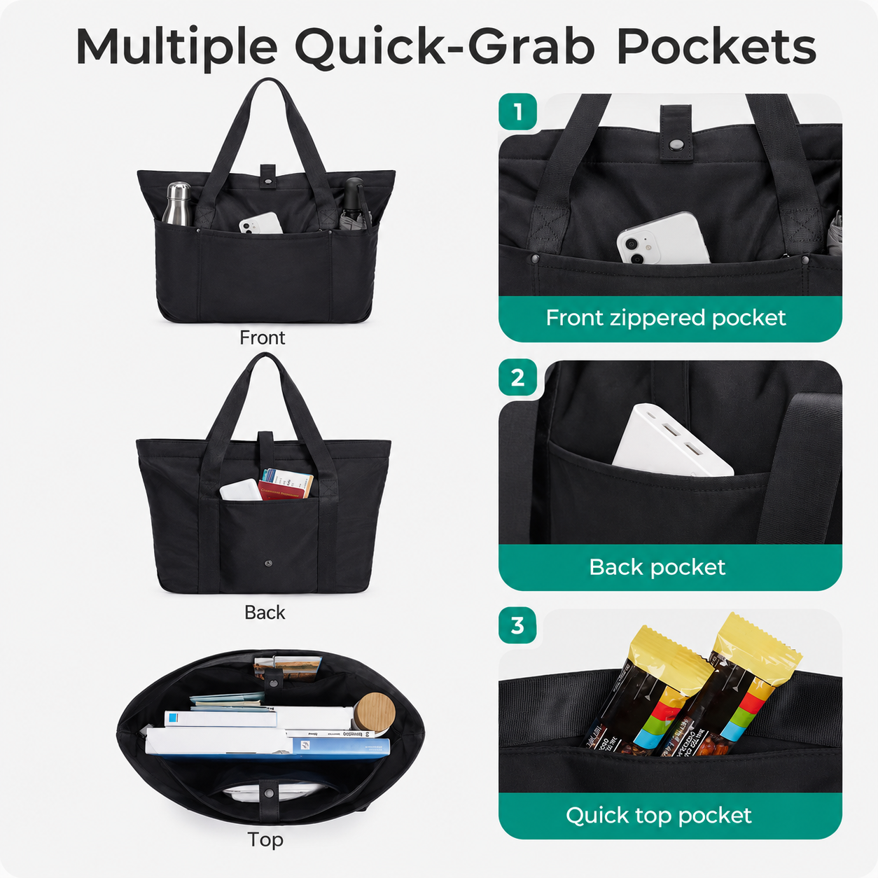 Large Foldable Tote Bag for Women – Lightweight 20L Travel, Work & Gym Shoulder Bag