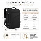 27L Expandable Carry-On Travel Backpack – Convertible Business & Weekend Bag with Smart Organization