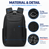 15.6” Business Laptop Backpack – Water-Resistant Work & Travel Backpack with USB-A & USB-C Charging Ports
