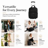 16-Inch Underseat Rolling Carry-On – Compact Travel Luggage with 15.6" Laptop Compartment