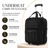 16-Inch Underseat Rolling Carry-On – Compact Travel Luggage with 15.6" Laptop Compartment