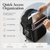 Flight-Approved Lightweight Travel Backpack with 15.6-Inch Laptop Compartment & Suitcase-Style Opening – Black