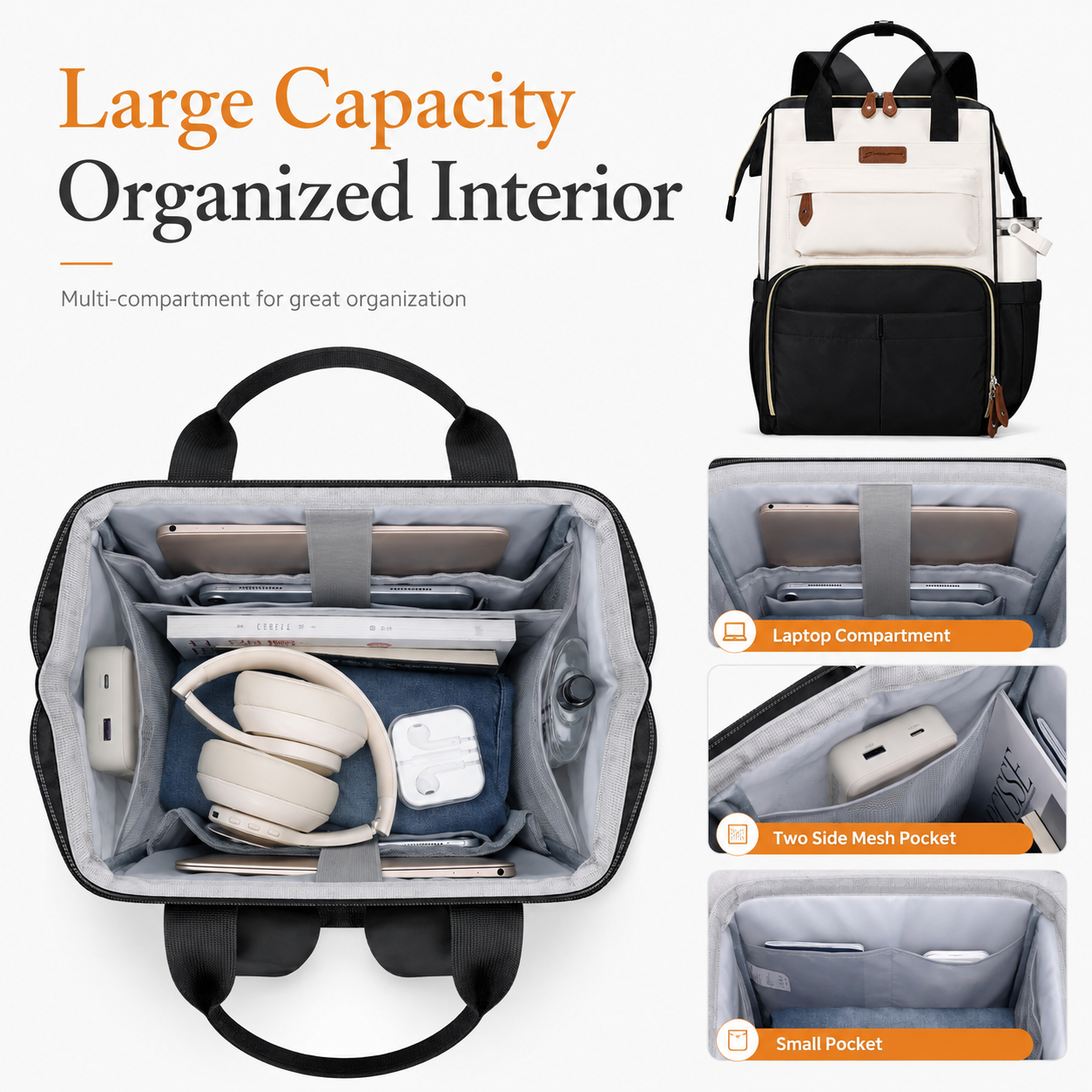 Large Laptop Backpack for 15.6–17.3 Inch Laptops – Water-Resistant Travel, College & Work Backpack with Luggage Strap