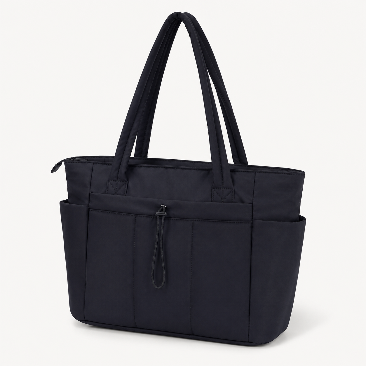 Premium 20L Puffer Laptop Tote Bag with 40 oz Tumbler Holder & Trolley Sleeve – Black