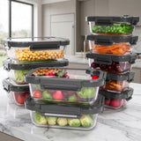 Premium 10-Piece Borosilicate Glass Food Storage Containers Set with Airtight Tempered Lids | Leak-Proof, Oven-Safe & BPA-Free