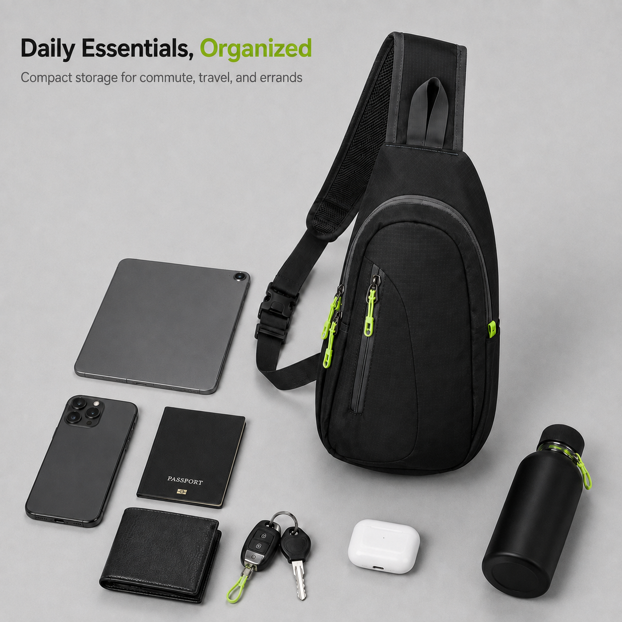 Lightweight Crossbody Sling Bag – Compact Travel Chest Pack with Smart Storage