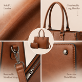 Vintage Brown 15.6-Inch Laptop Tote Bag for Women – Large Work & Business Handbag