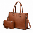 Vintage Brown 15.6-Inch Laptop Tote Bag for Women – Large Work & Business Handbag