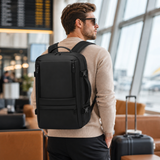 35L Expandable Carry-On Travel Backpack with 17.3-Inch Laptop Compartment – Black
