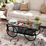 Modern Style Coffee Table Rectangle Coffee Table End Side Table Retro Design Coffee Table With Sturdy Base For Living Room Decor  Black