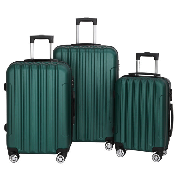 Vertical Pattern 3-in-1 Hard Shell Suitcase Set with Aluminum Alloy Handle & Spinner Wheels