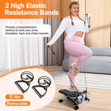 Mini Fitness Stepper for Women with LCD Monitor & Resistance Bands – Quiet Stair Stepper Max 330 lbs 💃🏋️‍♀️🔥