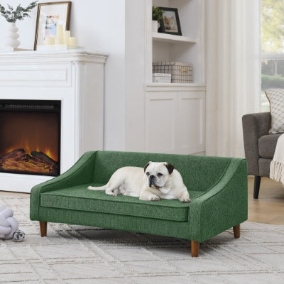 Durable Elevated Dog Sofa Bed – Modern Irregular Armrest Design with Soft Cushion for Comfortable Pet Lounging