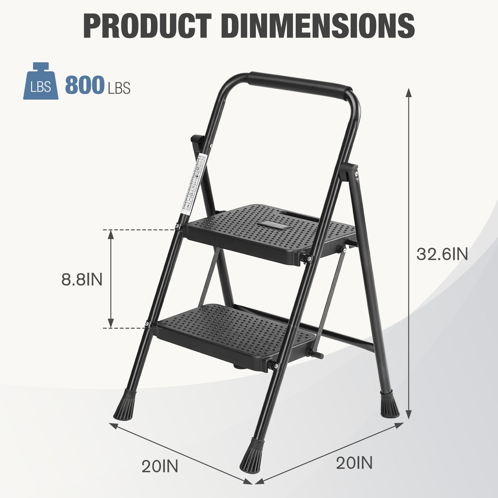 Durable 3-Step Folding Ladder with Safety Buckle
