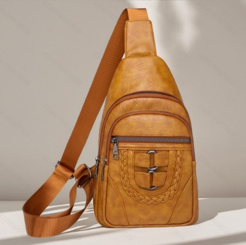 Men’s & Women’s Retro Leather Crossbody Chest Bag 🎒 – Vintage Style Sling Shoulder Bag