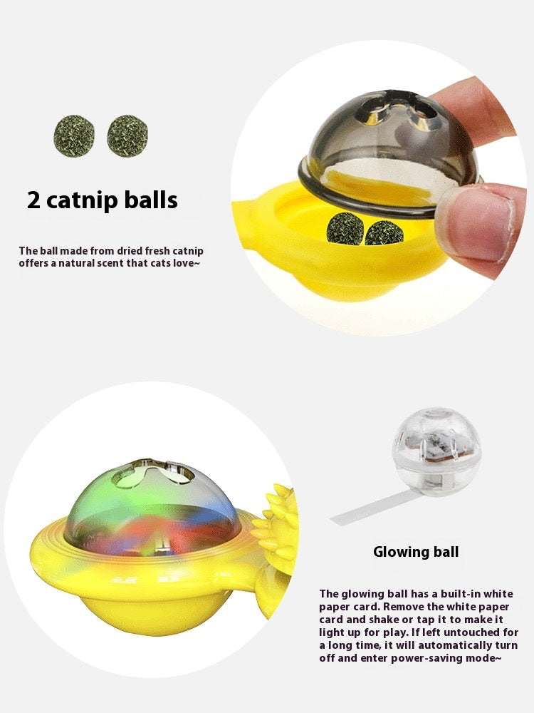 Cat Entertainment Set – Interactive Rotating Disk, Feather Teasers & Tumbler Windmill Toy, Keeps Cats Active & Engaged