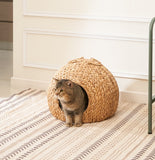Weaving Rattan Circular Cat Bed – Handcrafted Round Pet Nest with Cushion, Breathable Design & Cozy Comfort