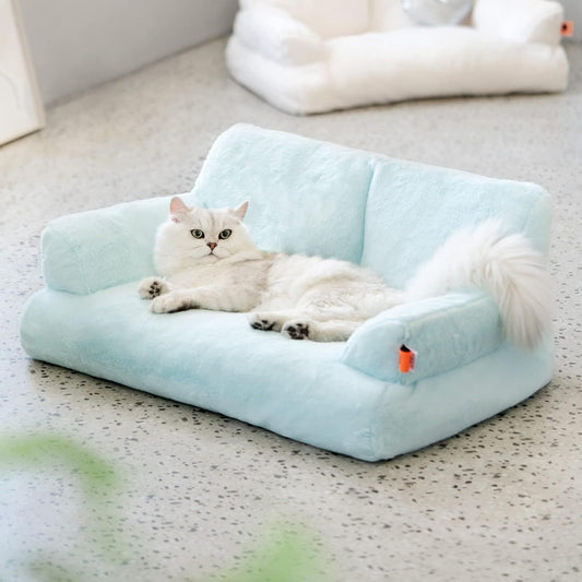 Mewoofun Plush Cat Bed – 26"x19"x13" Washable Fluffy Couch with Non-Slip Bottom for Indoor Cats, Puppies & Small Dogs
