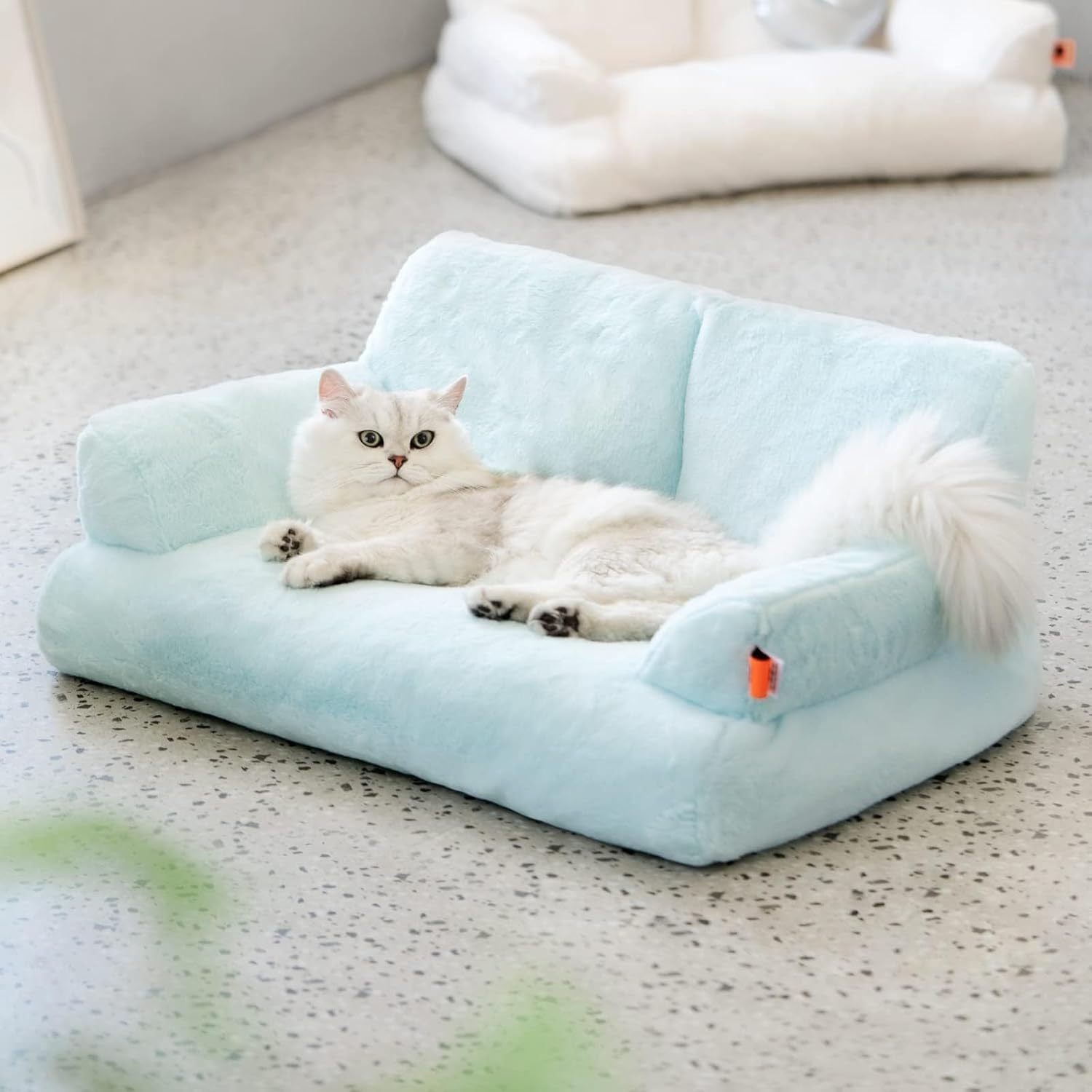 Mewoofun Plush Cat Bed – 26"x19"x13" Washable Fluffy Couch with Non-Slip Bottom for Indoor Cats, Puppies & Small Dogs