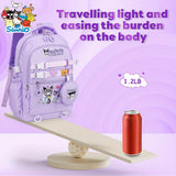 Kuromi Large-Capacity Backpack Set – Kids & Teens Bookbag + Coin Purse + Plush Charm + Stationery Set + Badge Bundle