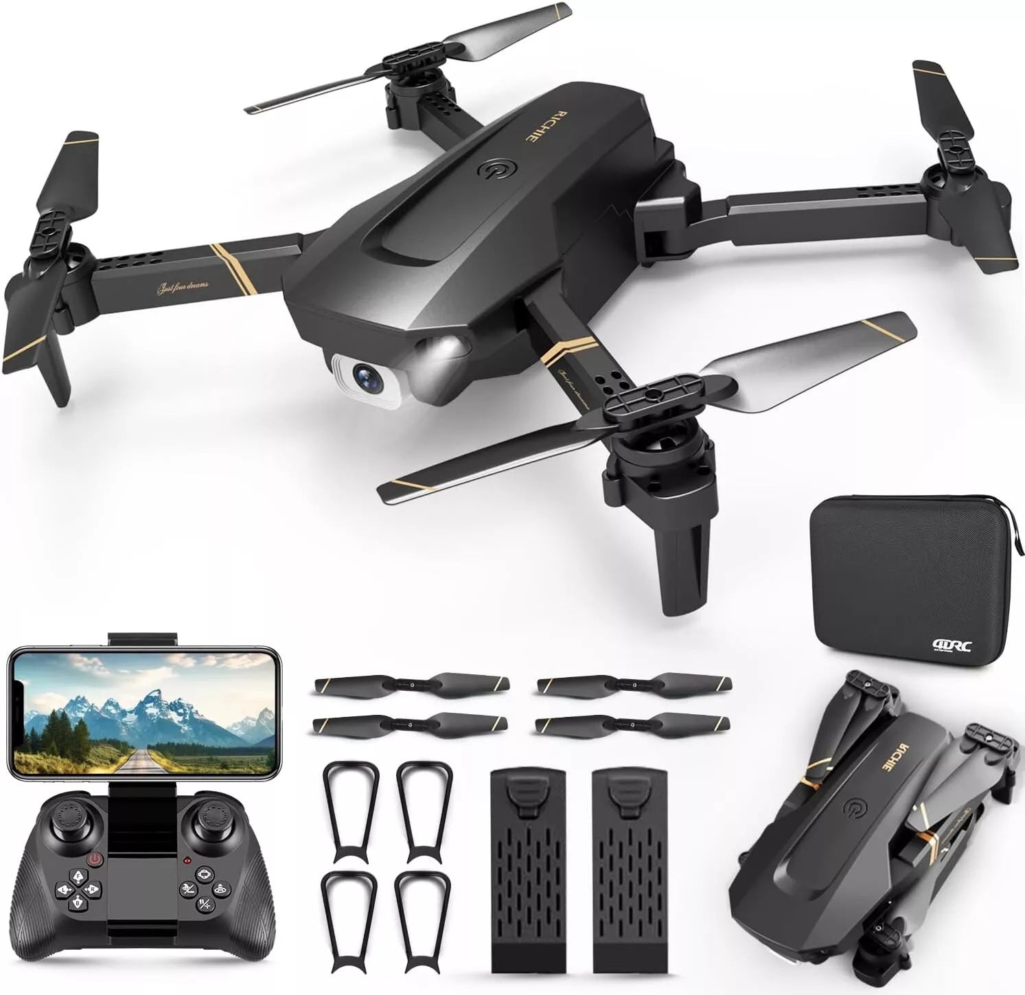 V4 Foldable Drone with 4K HD Camera - RC Quadcopter with 3 Batteries for Adults & Kids