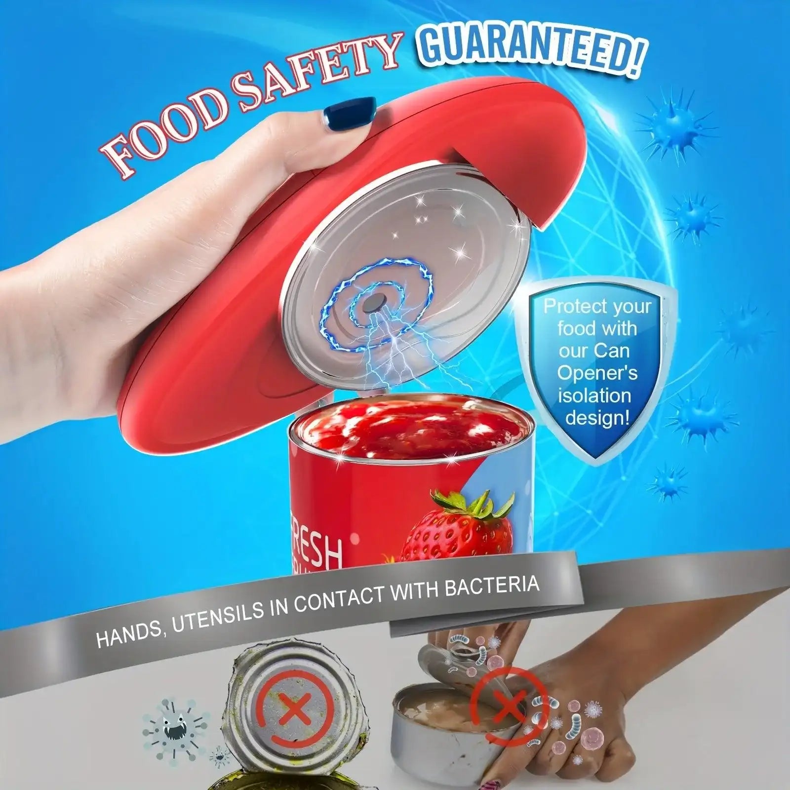 [Electric Can Opener] Hand-Free Electric Can Opener - Easy Open Any Can Sizes with Smooth Edge - Food-Safe Portable Battery Operated - PulinGO