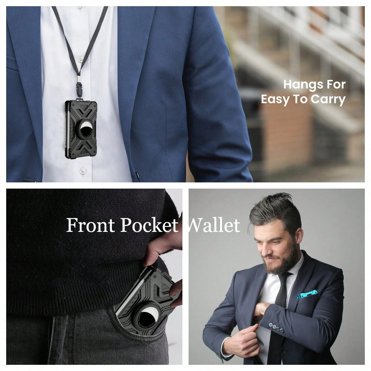 Slim Tactical Wallet with AirTag Holder & RFID Protection