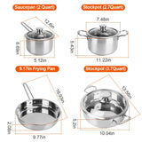4‑Piece Stainless Steel Cookware Set – Frying Pan, 2 Qt Saucepan, 2.7 Qt & 3.7 Qt Stockpots with Lids