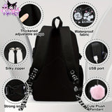 SANRIO Kuromi Anime Backpack with Pendant Charm – High-Quality Nylon Laptop Bag (Fits 15″) for School, Travel & Hiking 🎒