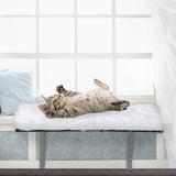 Wall-Mounted Cat Window Perch Seat – Upholstered MDF & Iron, White