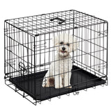 Single Door Dog Cage – 24–30 Inch Foldable Metal Crate with Secure Lock & Removable Tray for Easy Cleaning