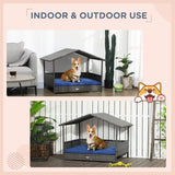 PawHut Wicker Dog House – Outdoor Rattan Bed with Canopy & Water-Resistant Cushion for Small & Medium Dogs
