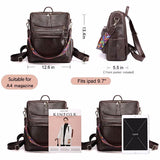 Women’s PU Leather Backpack – Stylish Casual Daypack for School, Work & Travel with Multi-Pockets