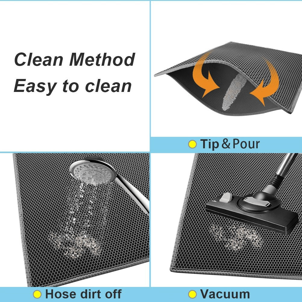 Kitty Cat Litter Mat – Honeycomb Double-Layer Waterproof Non-Slip EVA Cat Litter Pad, Washable Trapping Design for Cats & Puppies
