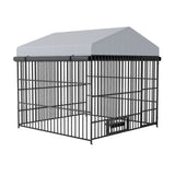 Large Outdoor Dog Kennel with Roof Cover, Lockable Door – 6.6'L × 6.6'W × 6.4'H Pet Run Enclosure
