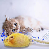 Interactive Cat Toy Mouse – USB Rechargeable Moving Mouse with LED Lights, Chirping Sound & Feather Tail for Indoor Cats