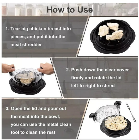 Large Chicken Shredder Tool – Twist-Style Meat Shredding Grinder with Ergonomic Handles & Non-Slip Base (BPA-Free)