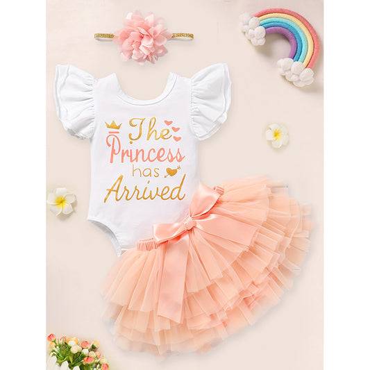 3PCS Newborn Baby Girl Outfit 👶 Romper + Tutu Skirt + Headband Set 🎀