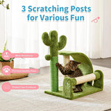 Cactus-Shaped Sisal Rope Cat Scratching Post – Easy Assembly and Stylish Green Design