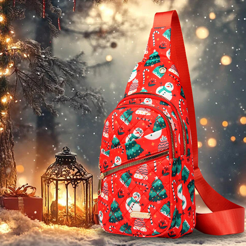 Christmas Holiday Chest Bag 🎄 Festive Crossbody Sling Bag for Travel, Gifts & Parties