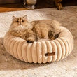Mewoofun Donut Cat Bed – Light Brown Washable Fluffy Round Calming Pet Bed with Non-Slip Bottom for Cats & Small Dogs