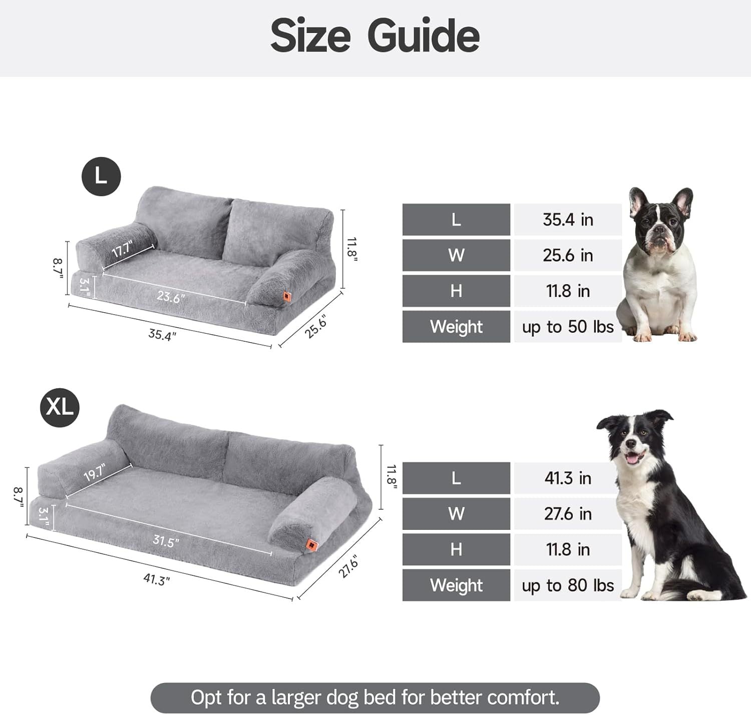 Mewoofun Orthopedic Dog Bed – 35.4"x25.6"x11.8" Waterproof Sofa with Supportive Foam, Washable Cover & Non-Slip Bottom