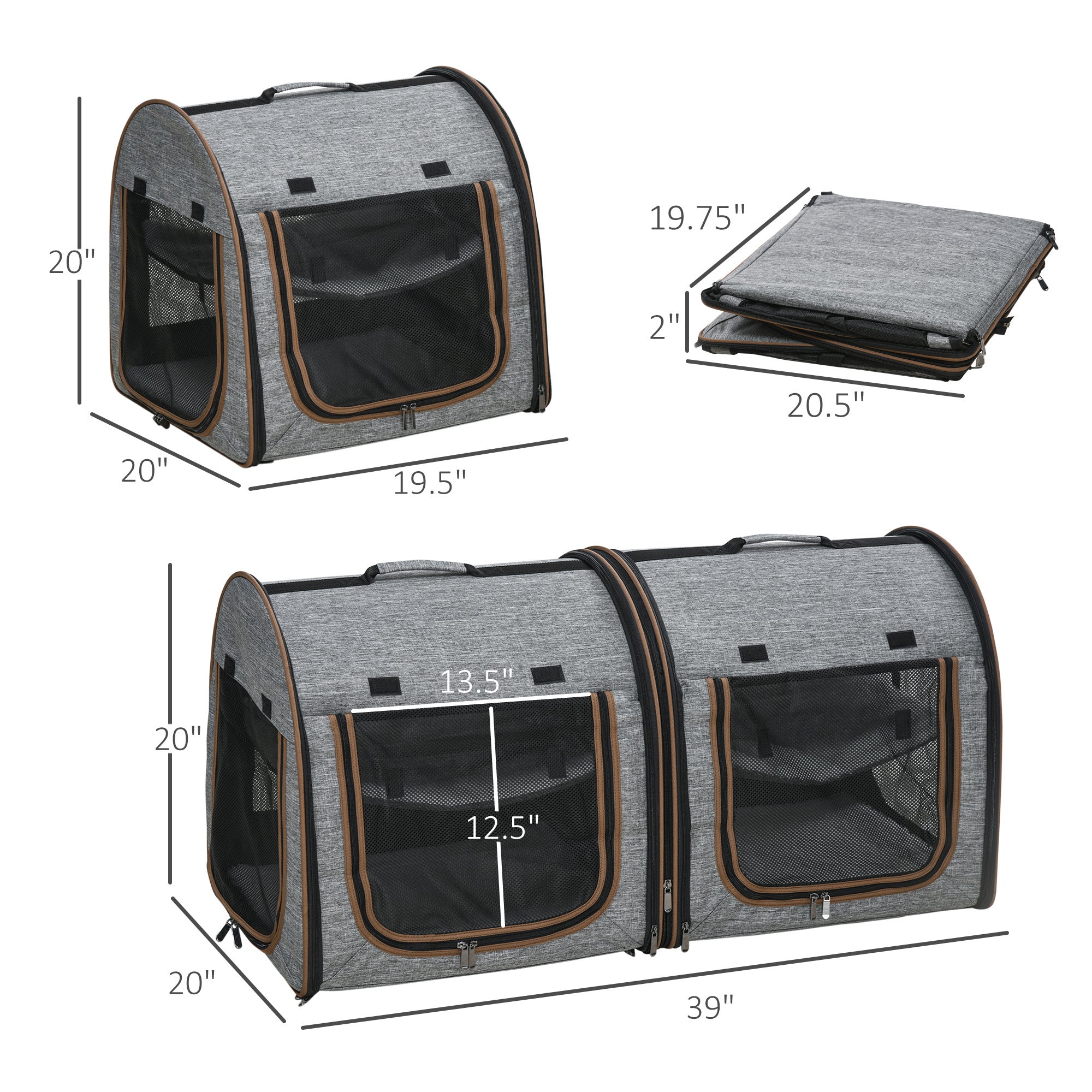 Portable Soft-Sided Pet Carrier with Divider – Two-Compartment, Padded, Foldable & Storage Bag Included