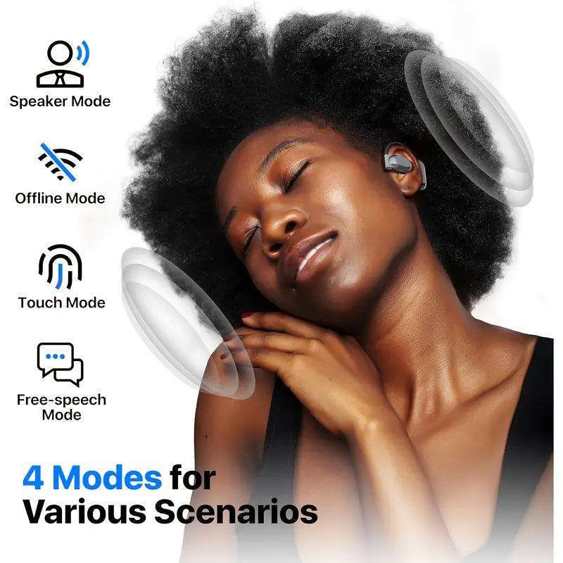 Real-Time Languages Smart AI Translation Earbuds - Translate In Real-Time, Providing Precise Simultaneous Interpretation to Eliminate Language Obstacles for Seamless Business Trips, Social Interactions, Education, Work, And C - PulinGO