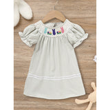 Infant Baby Girls Easter Bunny Smocked Dress – Embroidered Short Sleeve Summer Outfit