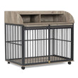 Heavy Duty Large Dog Cage Furniture – Indoor Wooden Kennel Crate with Double Doors & Metal Frame