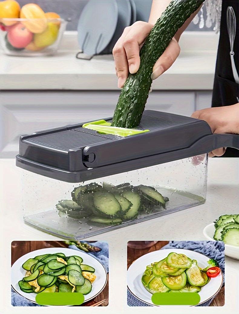 16-in-1 Vegetable Chopper Set – Multi-Blade Slicer with Container & Peeler - PulinGO
