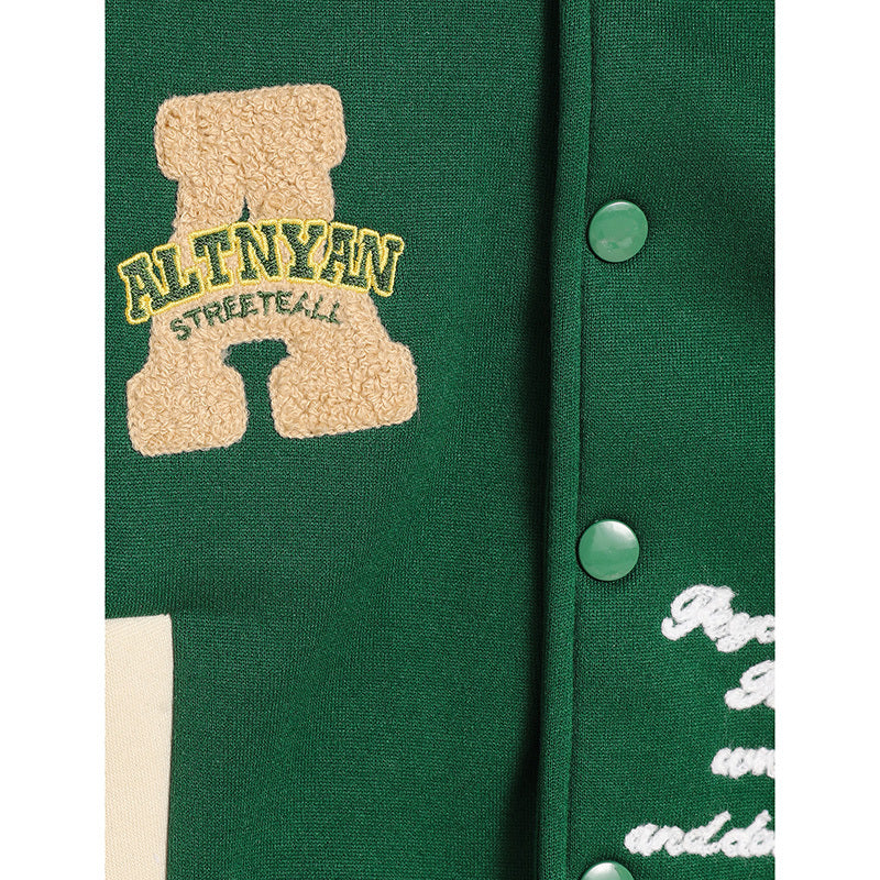 Toddler Kids Girls & Boys Embroidery Letters Print Jacket – Baseball Collar Casual Sports Coat