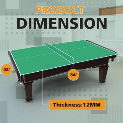 7 ft Mid-Size Folding Ping Pong Conversion Top – Portable Table Tennis Surface, 84" × 48" 12 mm MDF, Foldable Design