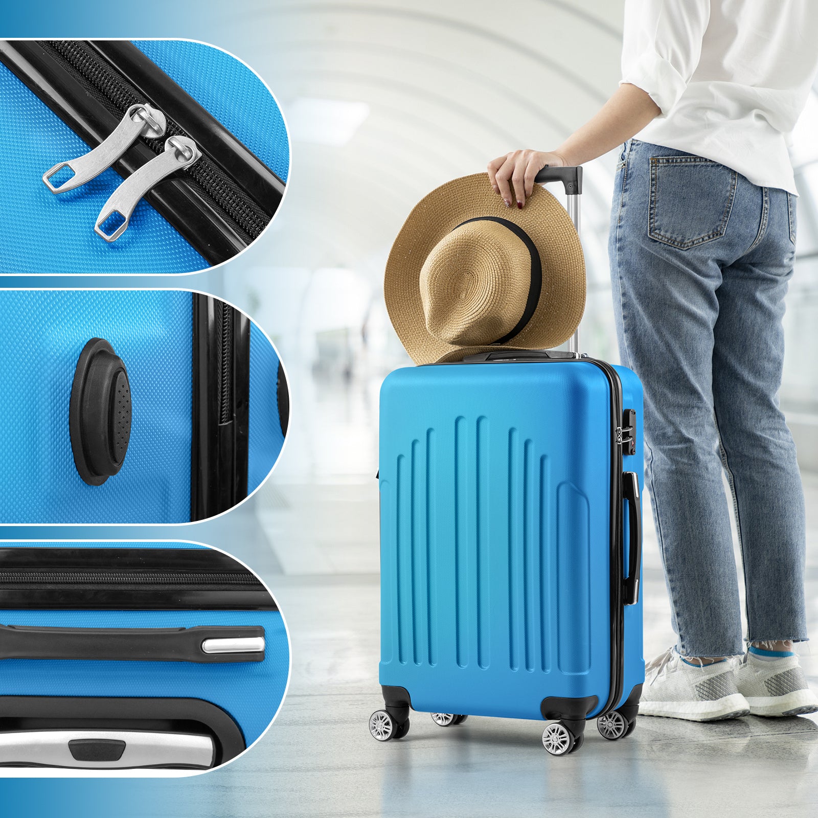 3-Piece Lightweight ABS Hard Shell Luggage Set – Spinner Suitcases with TSA Lock (20/24/28 Inches)